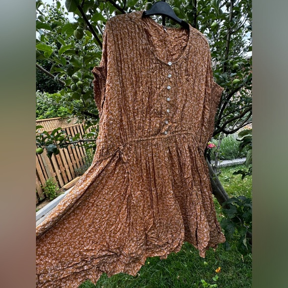 FREE PEOPLE One Fine Day Mini Dress, Milk Chocolate Combo Floral - Sz L - Picture 9 of 16